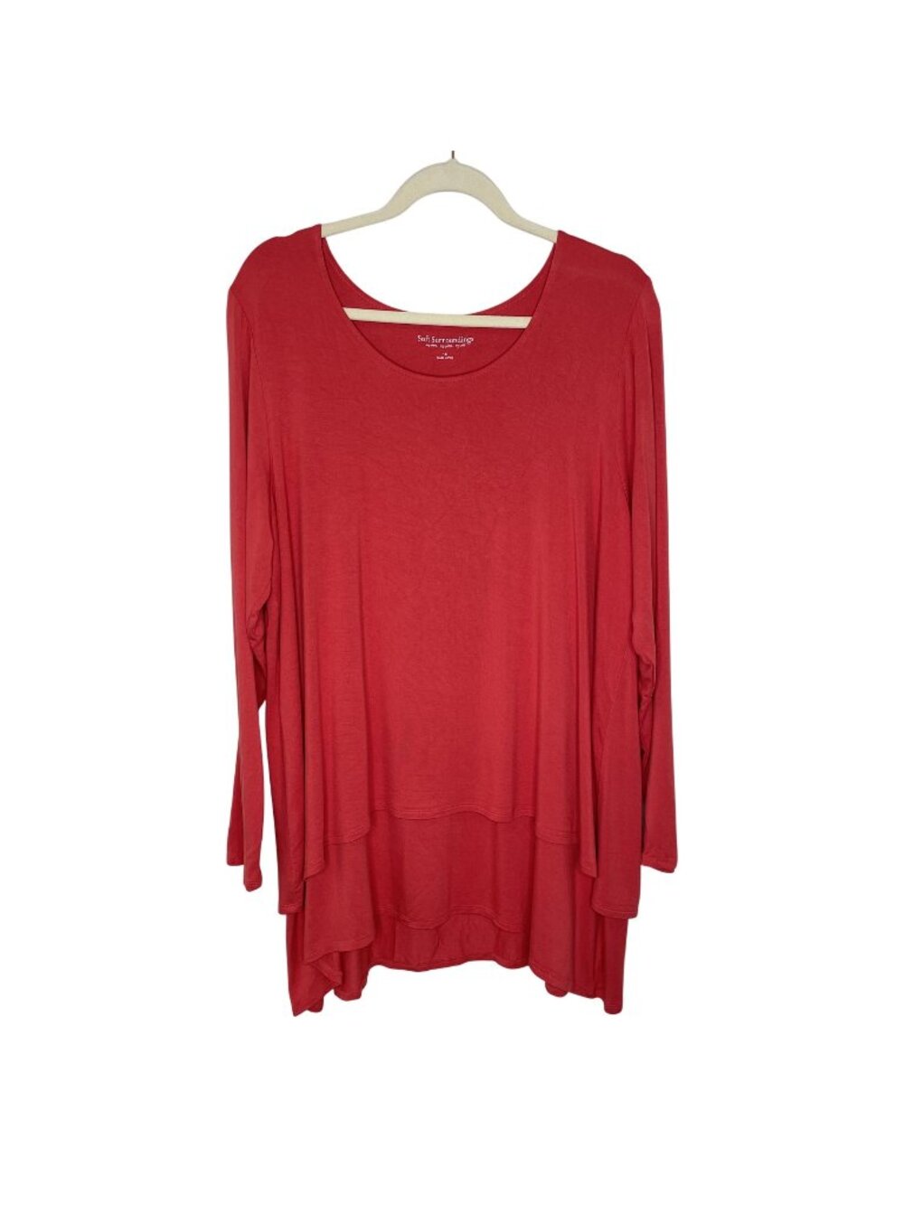 Soft Surroundings Coral Long Sleeve Layered Tunic Top. 1X
